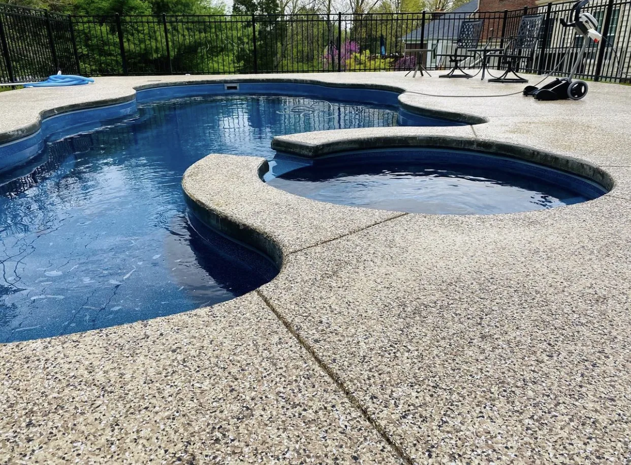 Flake epoxy pool deck in Los Angeles